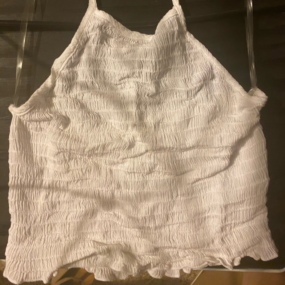 White halter crop top